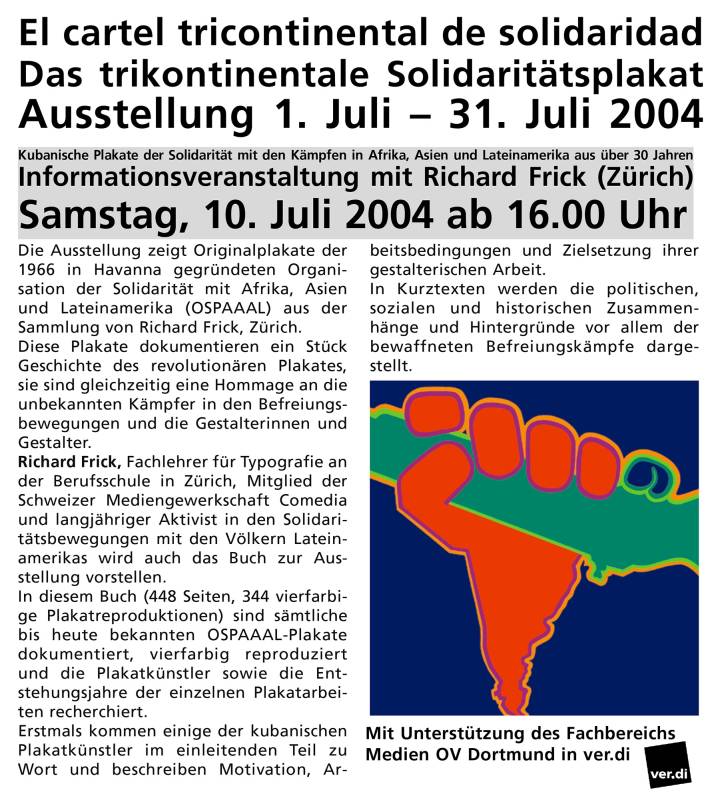 2004, Dortmund, Vortrag «das trikontinentale Solidaritätsplakat».