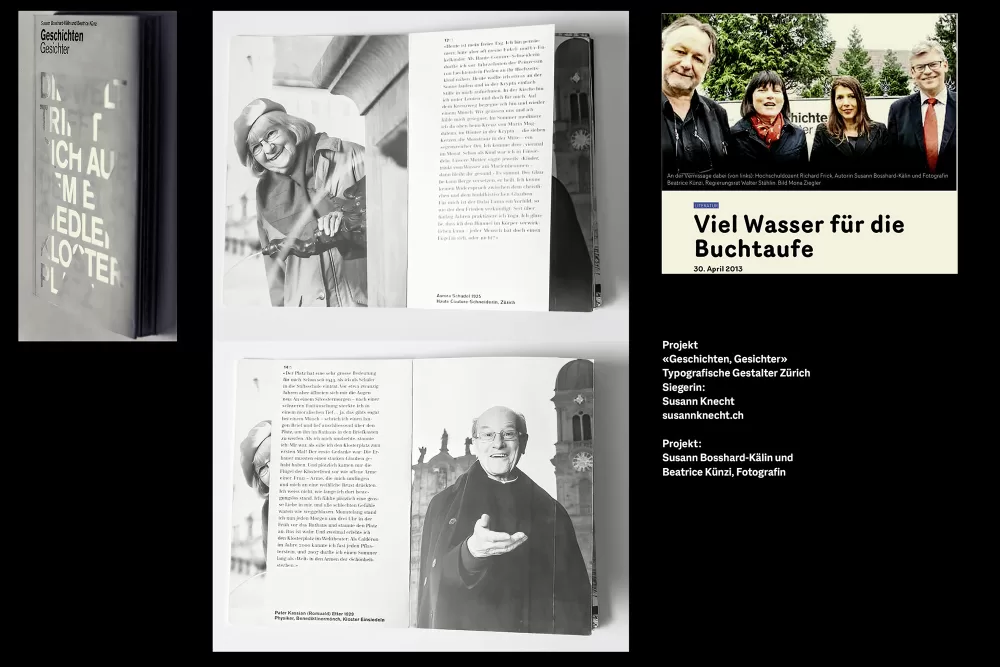 2013, Einsiedeln, Projekt Typografische Gestalter/-in Zürich, «Geschichten, Gesichter».
