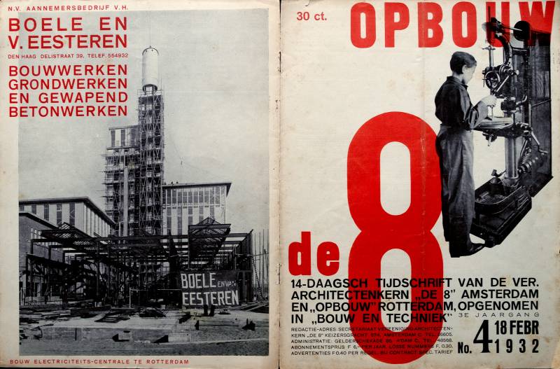 1932, Paul Schuitema, Aufbau 4, Architekturzeitschrift, Front-Backcover.