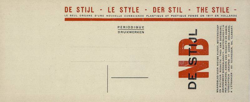 1921, Theo van Doesburg, Versandbanderole für die Zeitschrift «De Stil».