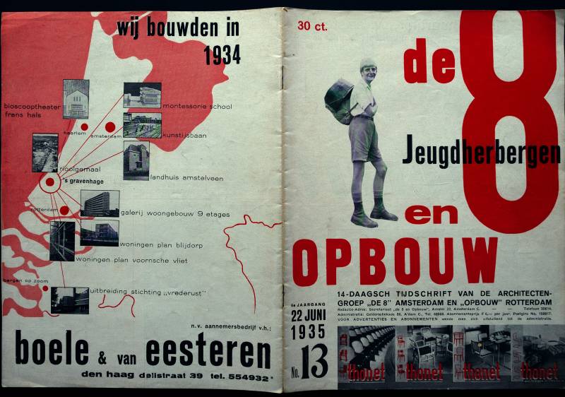1935, Paul Schuitema, Aufbau 13, Architekturzeitschrift, Front-Backcover.