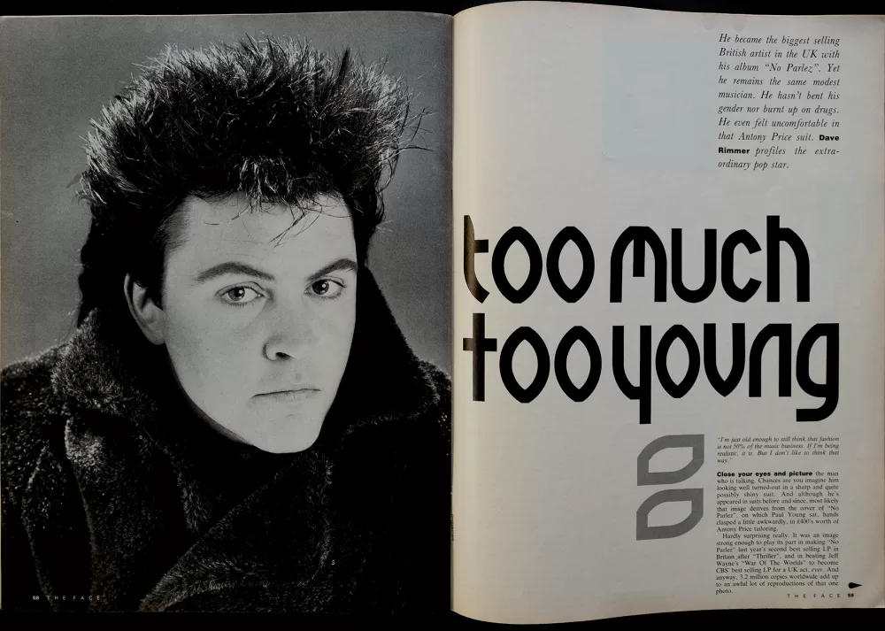 1985, Neville Brody, The Face, Doppelseite.