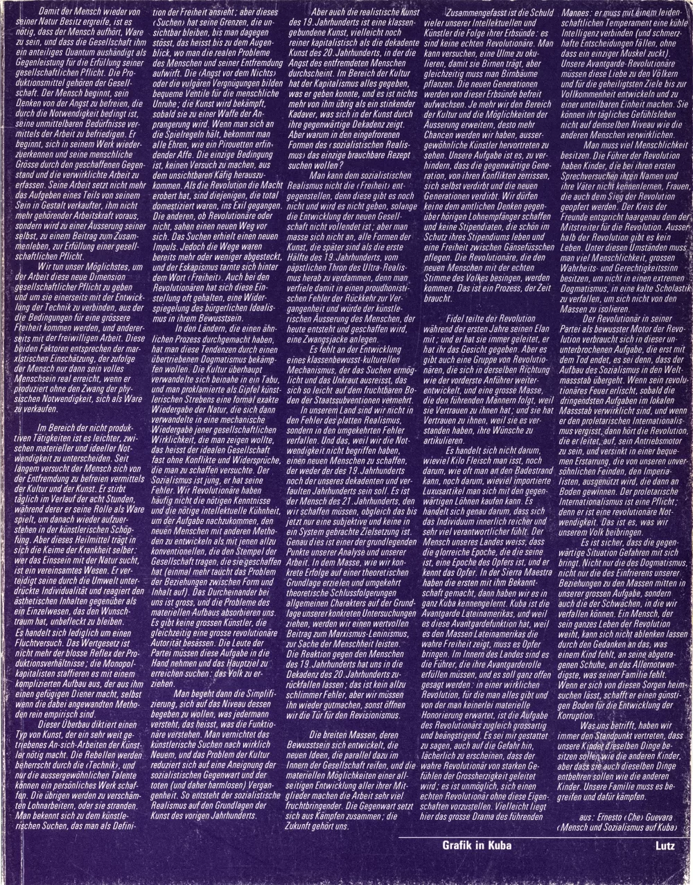 1971, Hans-Rudolf Lutz, Grafik in Kuba, Separata der Typografischen Monatsblätter.
