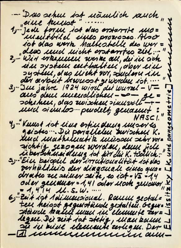 1972, Brüssel, Hanne Darbon, El Lissitzky [A. and Pangeometry]).
