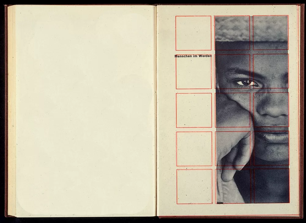 1948, Richard Paul Lohse, «Wir Neger in Amerika», Doppelseite mit Raster.