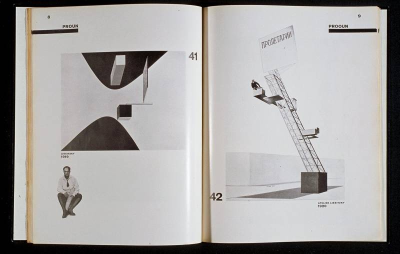 1925, El Lissitzky/Hans Arp, «Kunstismen 1914–1924», Doppelseite.
