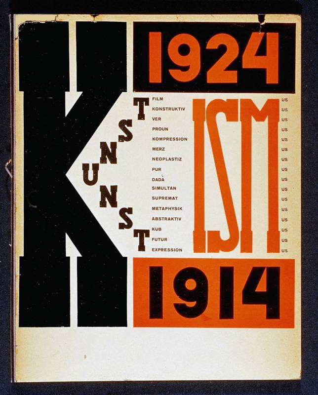 1925, El Lissitzky/Hans Arp, «Kunstismen 1914–1924», 19.5 × 25.7 cm, Einband.
