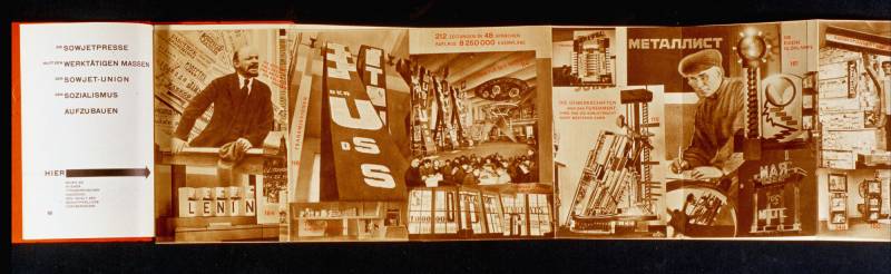1928, El Lissitzky, «Internationale Pressa-Ausstellung in Köln», Einband und Leporellolänge: 2.31 m.