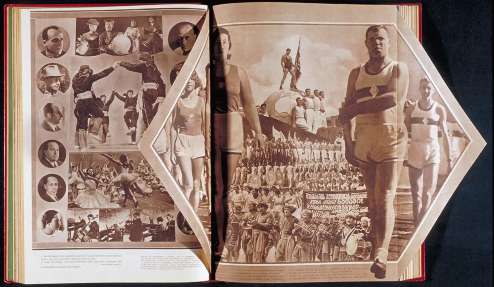 1936, El Lissitzky «USSR im Bau Nr. 4/5» 29.5 × 41.5 cm
Doppelseite, Sonderheft über Sowjetgeorgien.