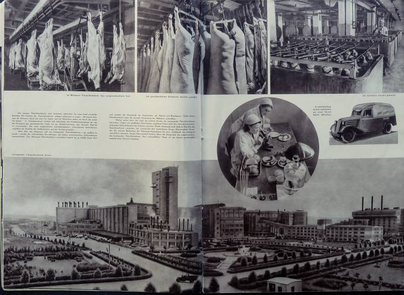 1938, UdSSR im Bau, Nr. 8, Photos: Michail Prechner, Gestaltung: O.S. Moor und Sergej Jakovlevic Sen'kin, Doppelseite.