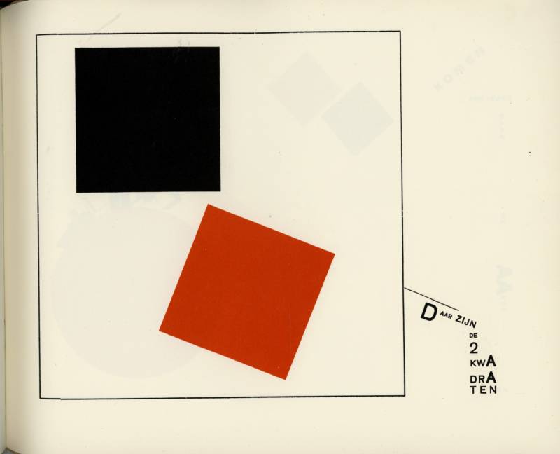 1922, El Lissitzky, Geschichte von 2 Quadraten, holländische Ausgabe.