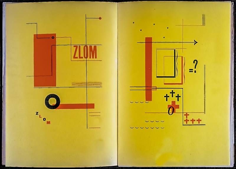 1928, Karel Teige, «ZLOM» (Der Umbruch), Konstantin Biebl, Typografische Illustrationen auf Farbpapier.