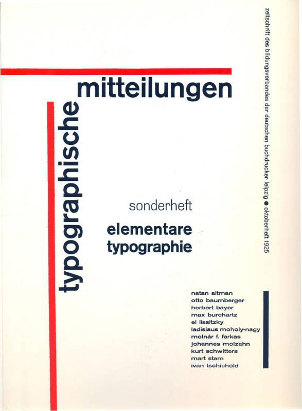 1925, Typographische Mitteilungen, Sonderheft elementare Typographie.