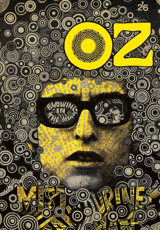 Martin Sharp, Oz, nr. 7. Blowing in the Mind. Cover mit Bob Dylan.