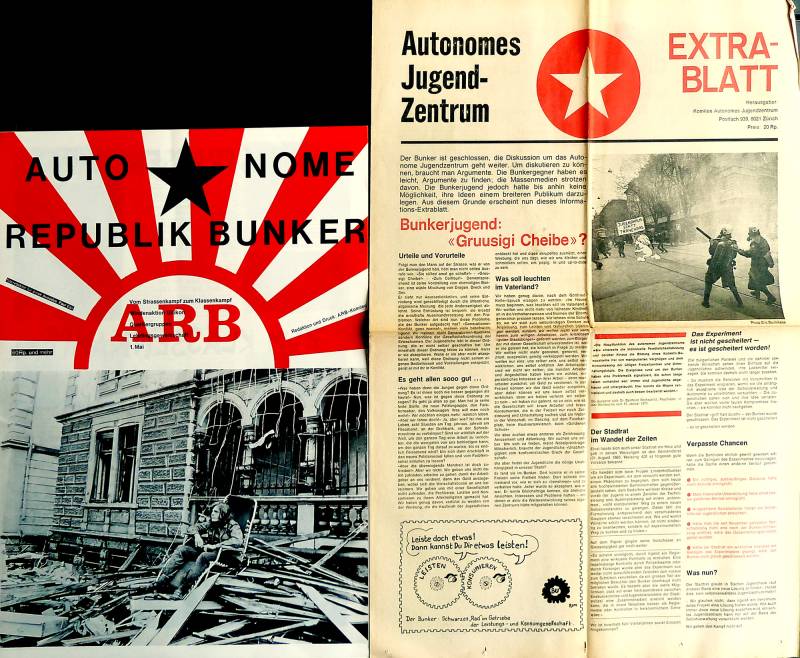 1968, «Autonome Republik Bunker» und Extrablatt Autonomes Jugend-Zentrum.
