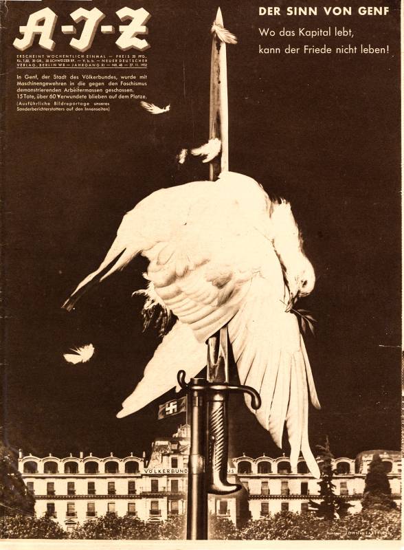 1932, John Heartfield, «Der Sinn von Genf», «Wo das Kapital lebt, kann der Friede nicht leben.»