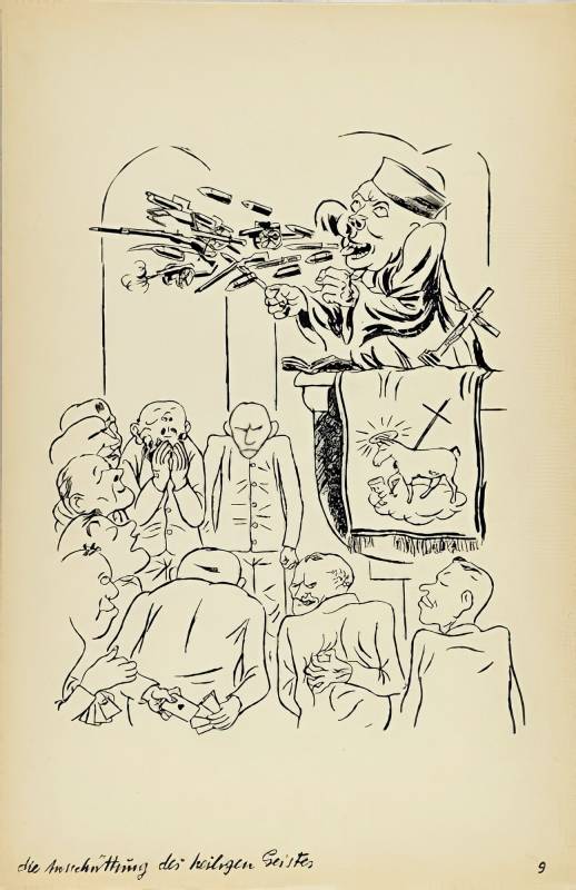 1928, George Grosz, Mappe «Hintergrund». Die Ausschüttung des heiligen Geistes.