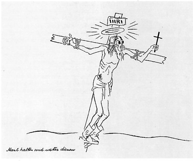 1928, George Grosz, Mappe «Hintergrund». Maul halten und weiter dienen.