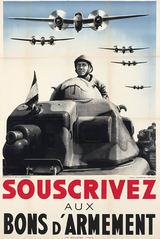 1940,  Pierre Lagarrigue, Photos Lagarrigue et Parnotte, Frankreich «Zeichnen Sie Rüstungsgutscheine».
