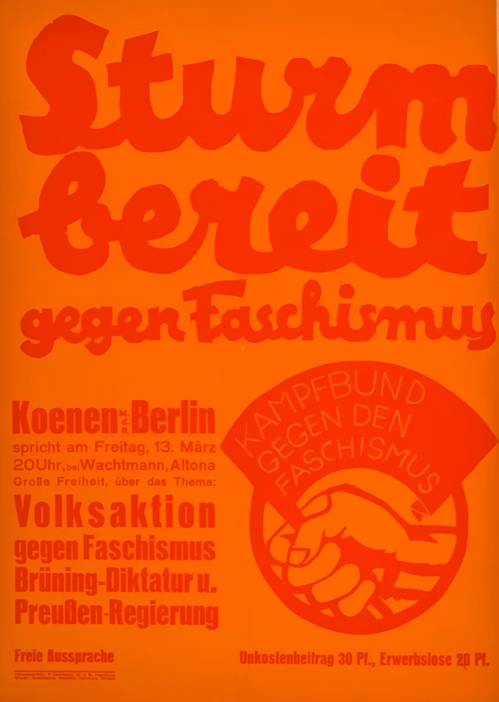 1932, Sturm bereit gegen Faschismus.