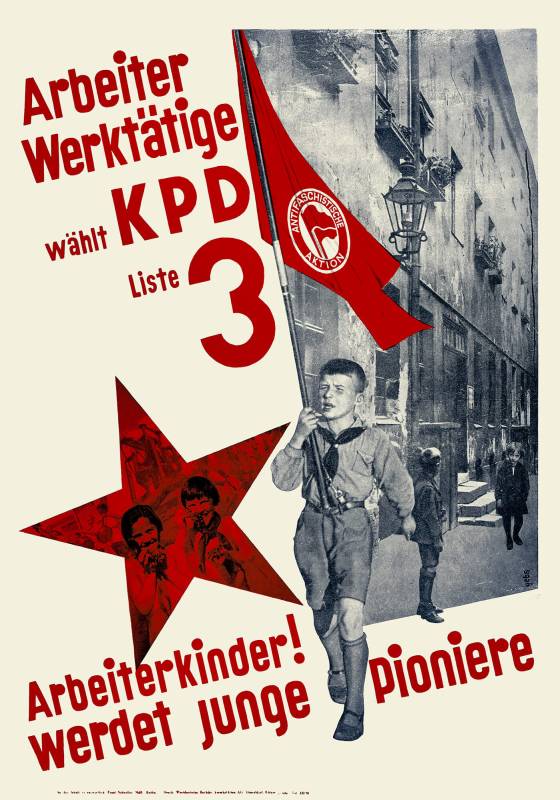 1932, Max Gebhard, Arbeiter, Werktätige wählt KPD, Liste 3, Arbeiterkinder! werdet junge Pioniere