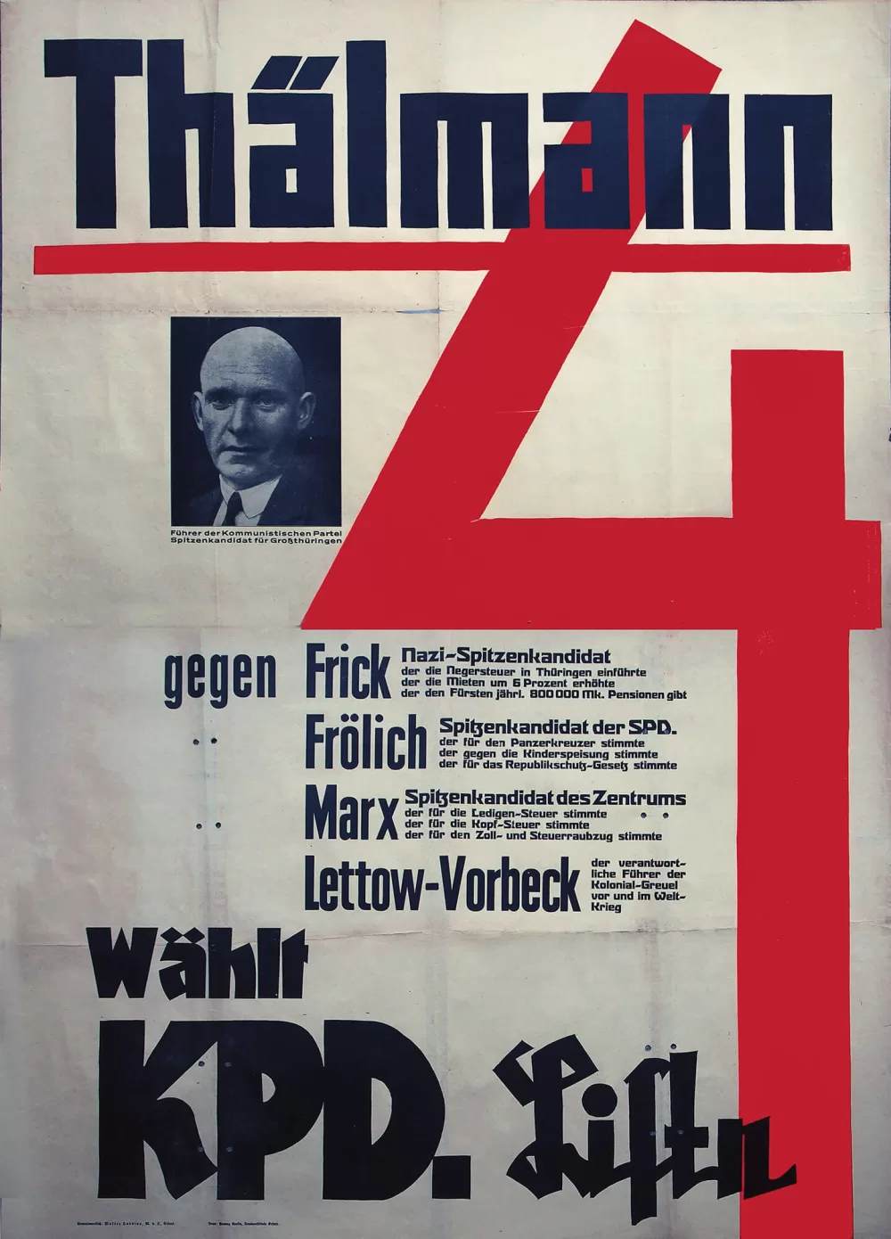 1930, Thälmann, Wählt KPD, Liste 4.