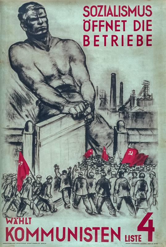 1930,  KPD,Sozialismus öffnet die Betriebe, wählt Kommunisten, Liste 4.