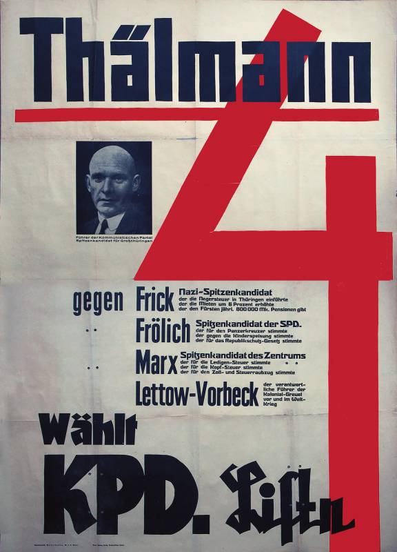 1930, Thälmann, Wählt KPD, Liste 4.