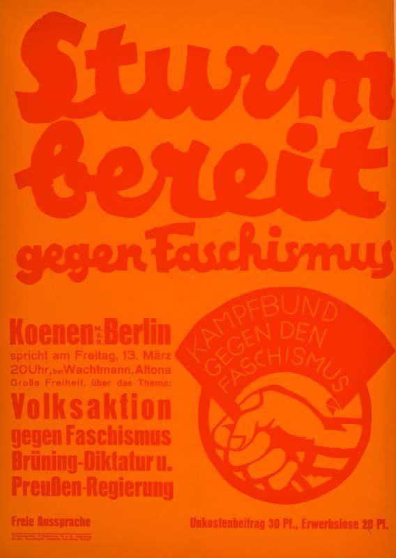 1932, Sturm bereit gegen Faschismus.