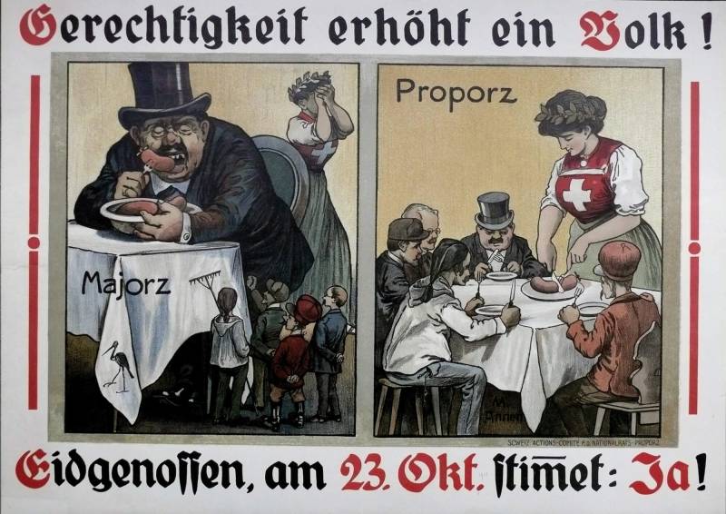 1910, Majorz-Proporz, Gerechtigkeit erhöht ein Volk.