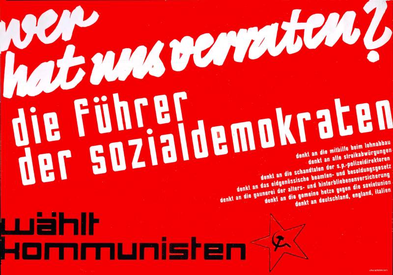 1931, KPS, Theo Ballmer, wer hat uns verraten? Die Führer der Sozialdemokraten – wählt Kommunisten.