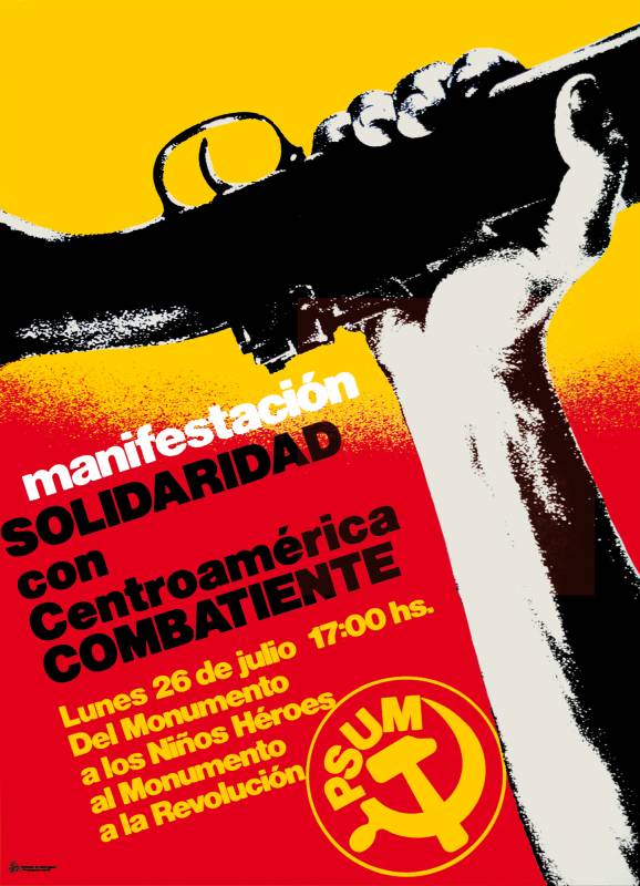 80er, PSUM (Partido Socialista Unificado de México, Vereinigte Sozialistische Partei), Manifestation der Solidarität mit den Kämpfern in Mittelamerika
