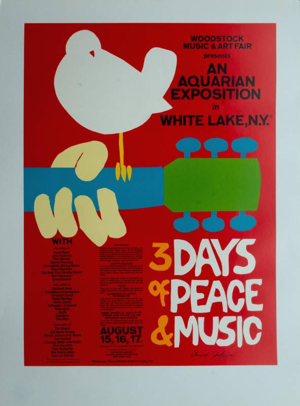 1969, Plakat für Woodstock-Festival, Arnold Skolnick