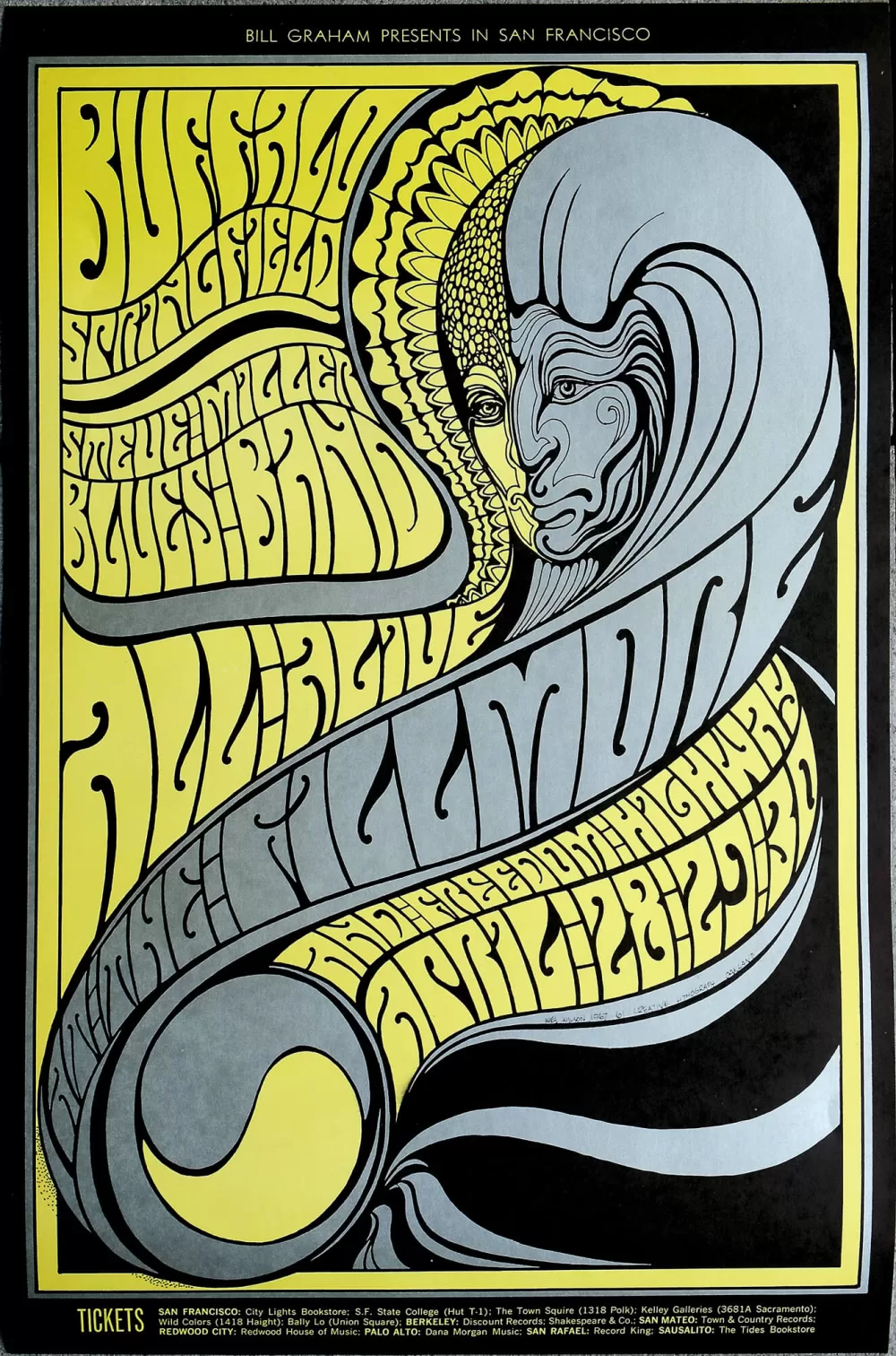 1967, Filmore, Wes Wilson, Buffalo Springfield, Steve Miller Blues Band.