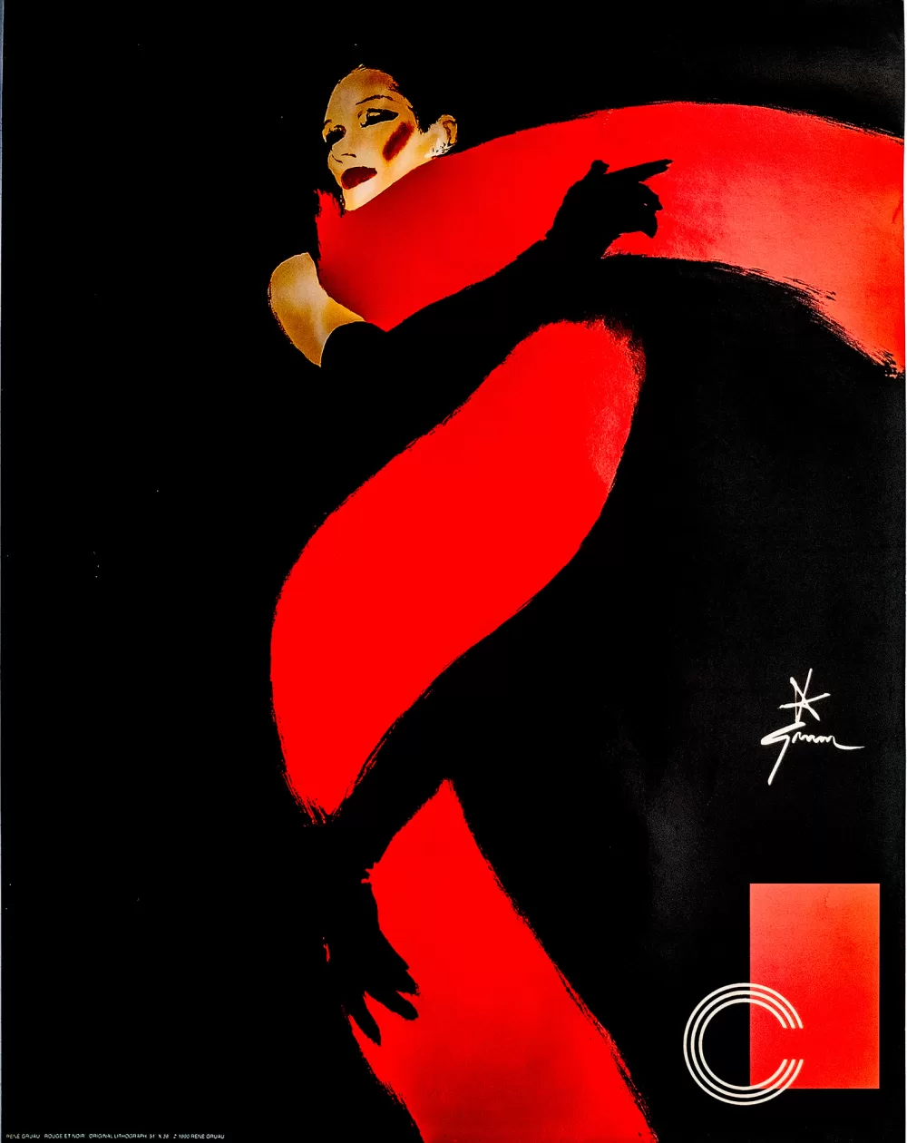 1990, Italien, René Gruau, Rouge et noir.