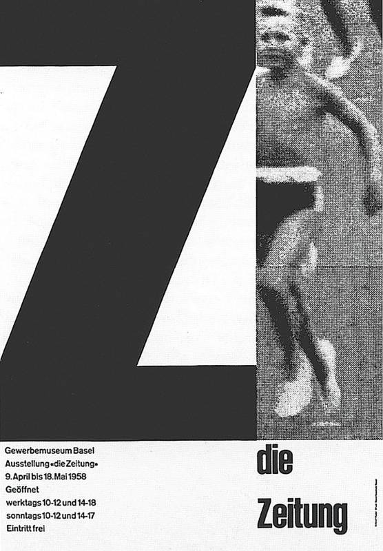 1958, Emil Ruder, die Zeitung, Gewerbemuseum Basel