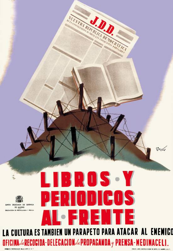 1936, Girón , Bücher und Zeitungen für die Front.