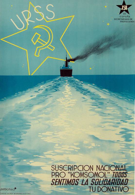 1938, t José Bardasano, JSU, URSS, Nationale Einschreibung für «Kosomol» Wir spüren die Solidarität.
