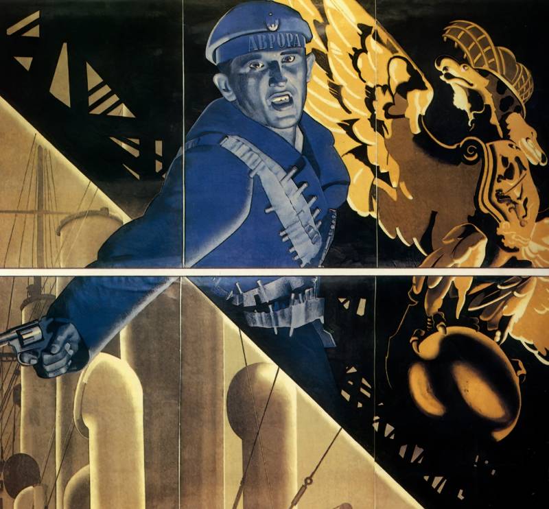 1927, Georgi/Vladimir Stenberg, Grigori Aleksandrov/Sergei M. Eisenstein, Filmplakat Oktober, Oberster Teil.