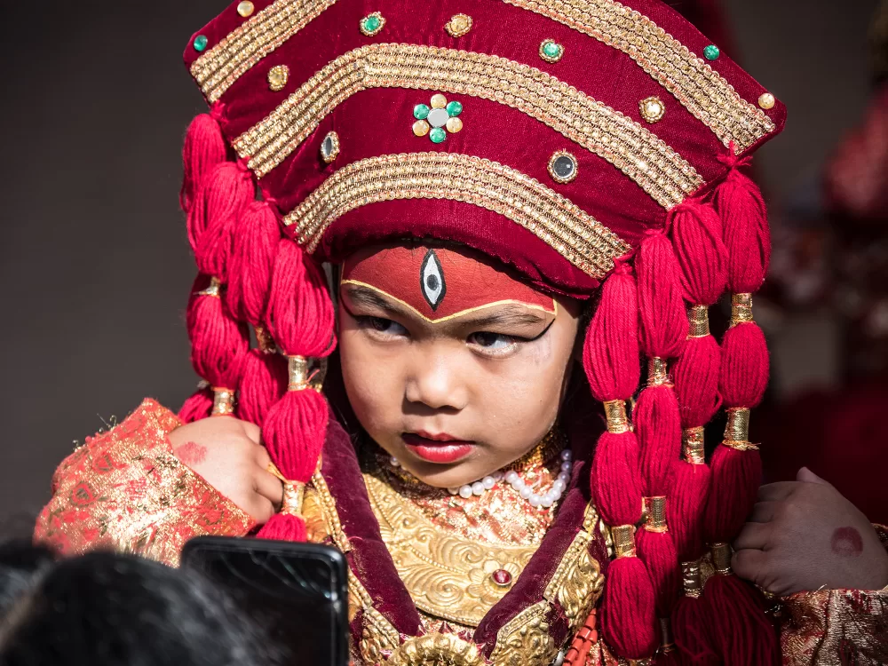 2024, Nepal, Paktapur, religiöse Zeremonie.