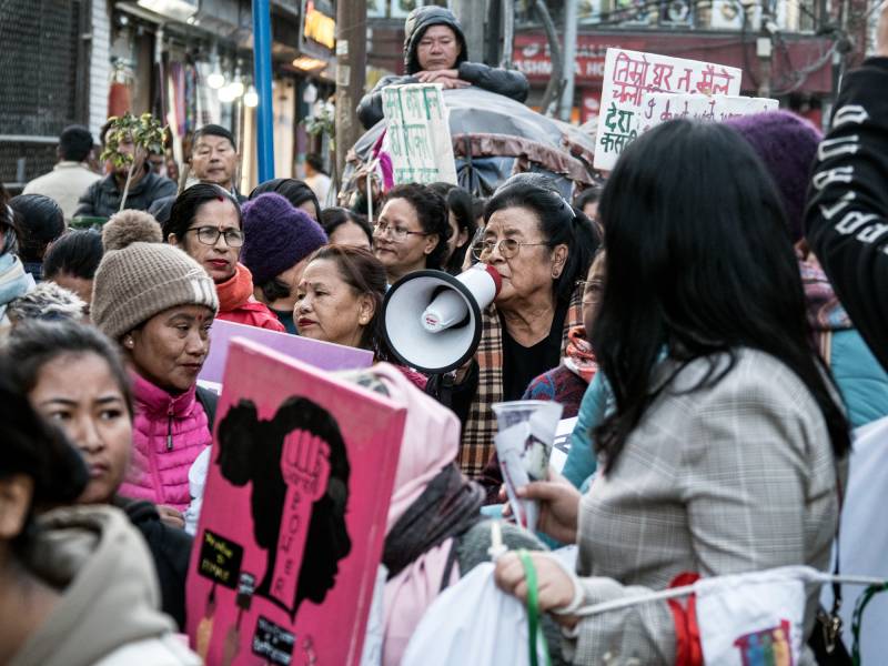 2024, Nepal, Kathmandu, Frauen-Demonstration für ihre Rechte.