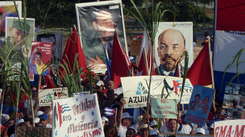 2014, Havanna, 1.-Mai-Demonstration, Fidel, Lenin, Nicolás Maduro.