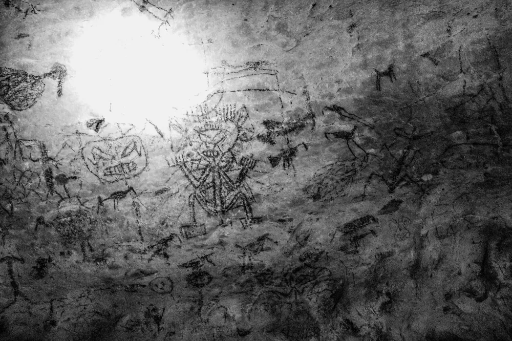 2021, Los Haitises National Park, Wandmalereien in einer Höhle in Los Haitises.