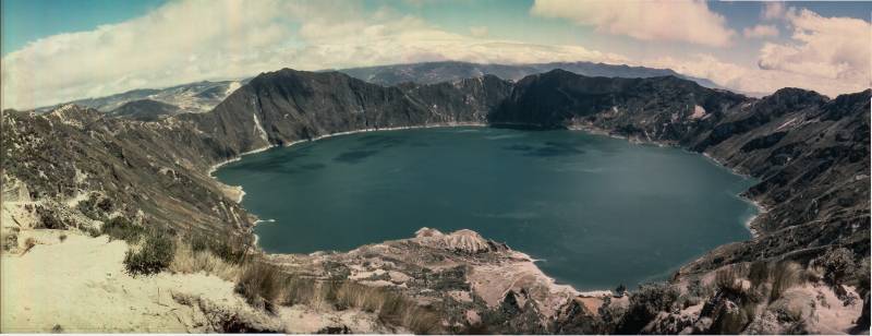 Quilotoa, 3914 m Höhe, Durchmesser der Caldera beträgt 3 km.