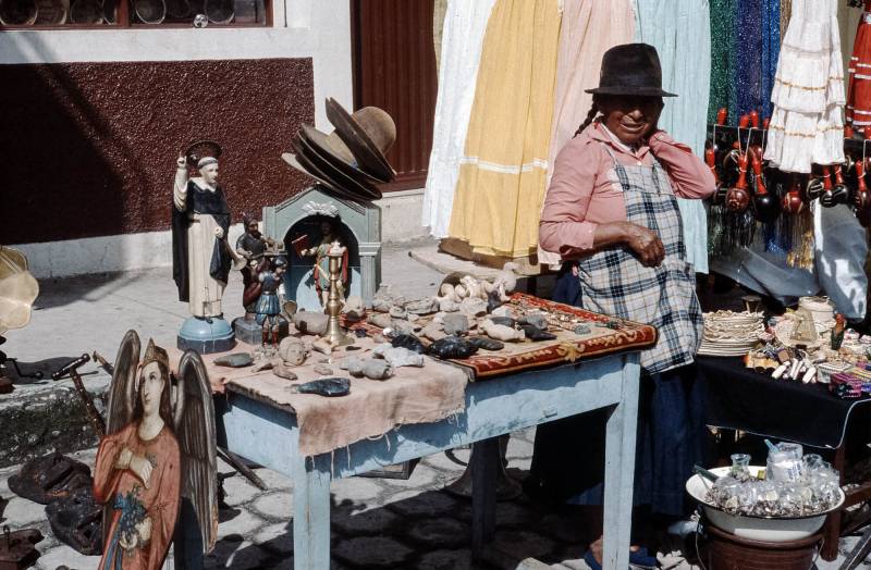 1986, der Indiomarkt von Otavalo ist der grösste in ganz Ecuador