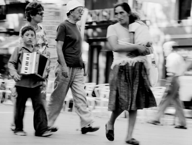 Barcelona, La Rambla mit Fahrenden.