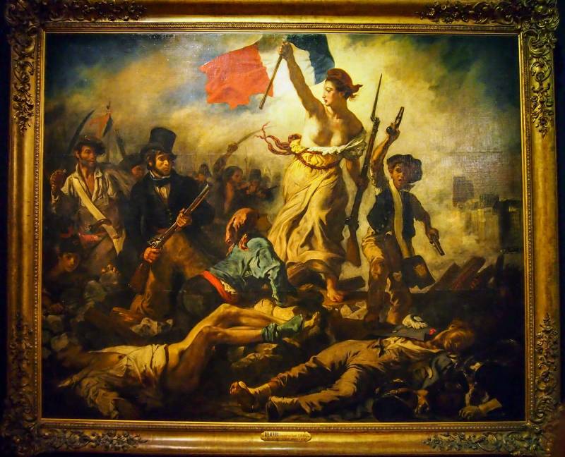2018, Paris, Louvre, Die Freiheit führt das Volk, ein Gemälde des französischen Malers Eugène Delacroix.