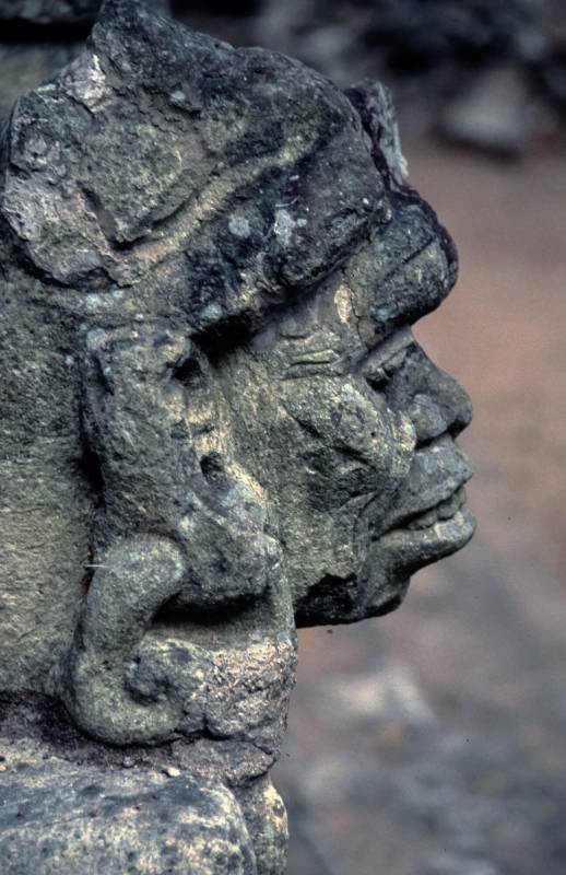 1989, Brüllaffen-Gott-Statue in Copán (Honduras).