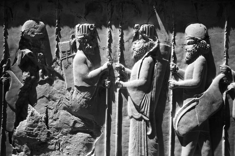 2019, Detail eines Reliefs der Apadana-Stiegenaufgänge.