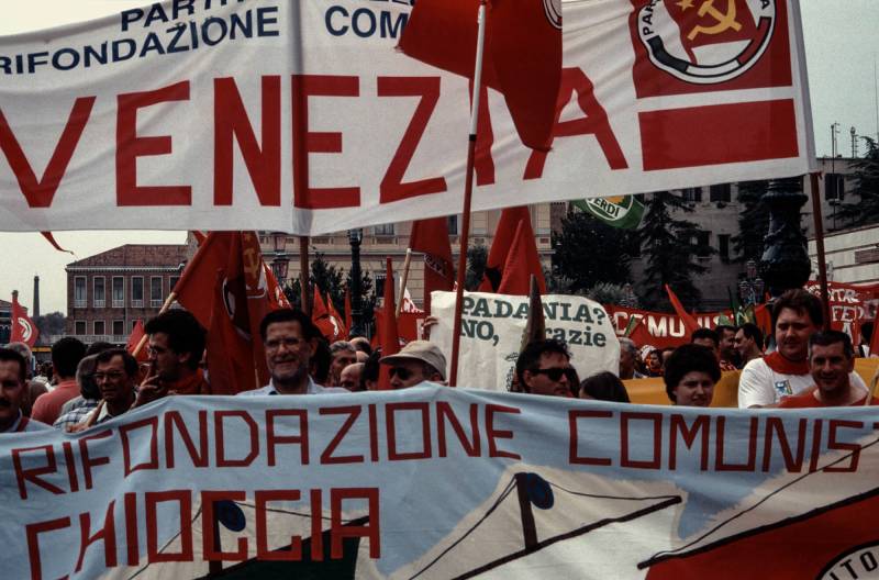 Venedig, Demonstration in der Innenstadt.